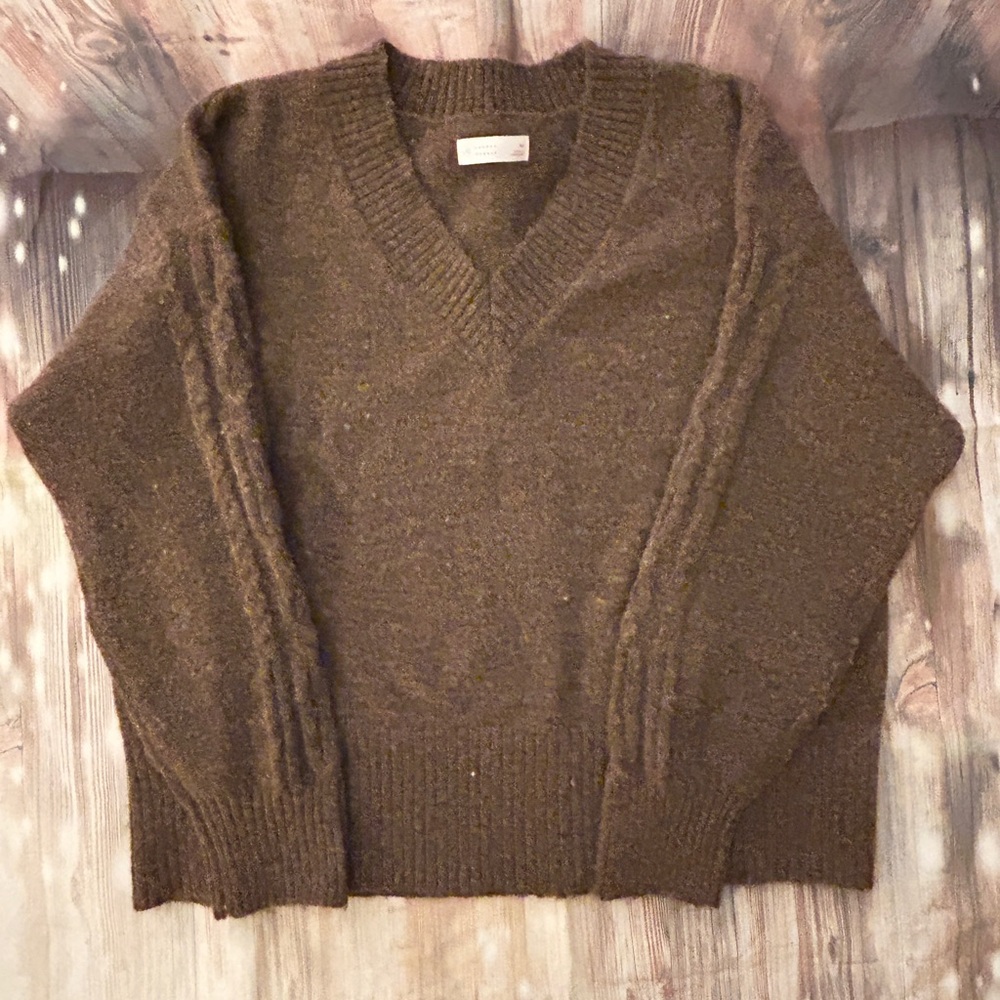 LC Lauren Conrad Women’s Dark Brown V-Neck Sweater